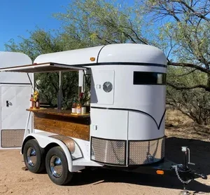 Glossy White Extra Tall 2-Horse Trailer Mobile Bar