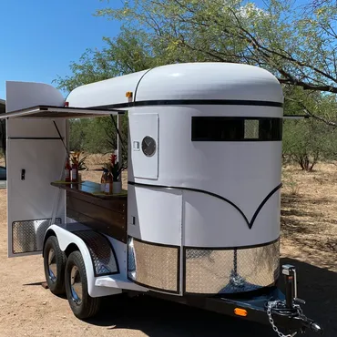 Glossy White Extra Tall 2-Horse Trailer Mobile Bar - Image 5