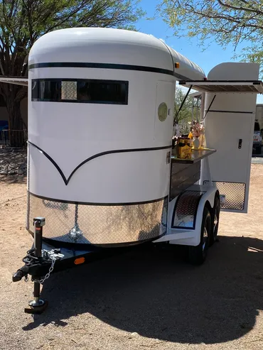 Glossy White Extra Tall 2-Horse Trailer Mobile Bar - Image 3